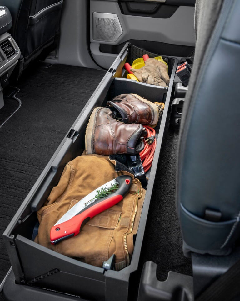 2023 Ford F-150 interior under seat storage